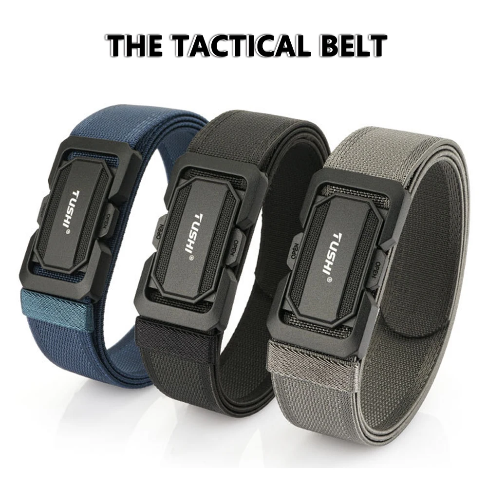 TUSHI Official Genuine Military Belt Elastic Belt for Men Alloy Buckle Quick Release Tactical Belt Stretch Girdles Male