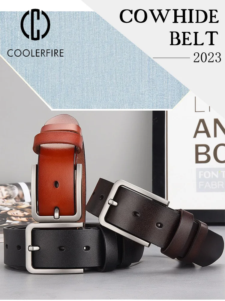Belt for Man Genuine Leather Designer Luxury Men's Trouser Belt Black Belt for Jeans Male Belts Pin Buckle Waistband Strap HQ027