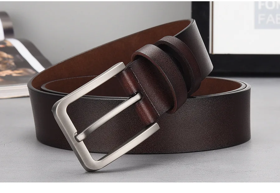 Belt for Man Genuine Leather Designer Luxury Men's Trouser Belt Black Belt for Jeans Male Belts Pin Buckle Waistband Strap HQ027