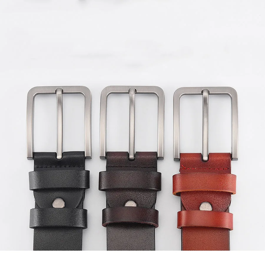 Belt for Man Genuine Leather Designer Luxury Men's Trouser Belt Black Belt for Jeans Male Belts Pin Buckle Waistband Strap HQ027