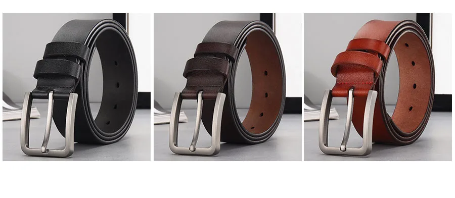 Belt for Man Genuine Leather Designer Luxury Men's Trouser Belt Black Belt for Jeans Male Belts Pin Buckle Waistband Strap HQ027
