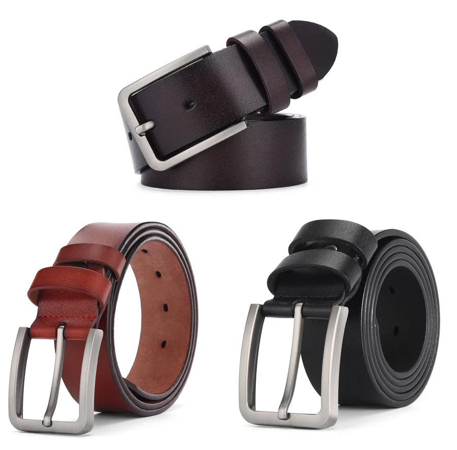 Belt for Man Genuine Leather Designer Luxury Men's Trouser Belt Black Belt for Jeans Male Belts Pin Buckle Waistband Strap HQ027