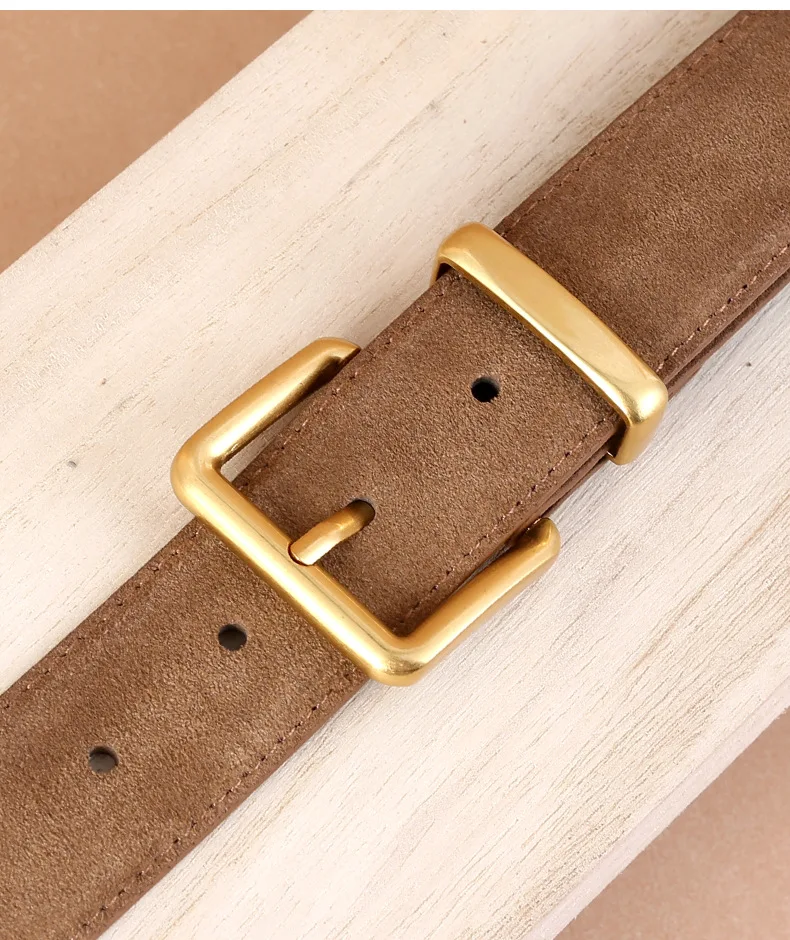 Real Leather Women's Belt Frosted Suede Leather Casual Pants Jeans and Skirts Decorated with High-end Luxury Belt