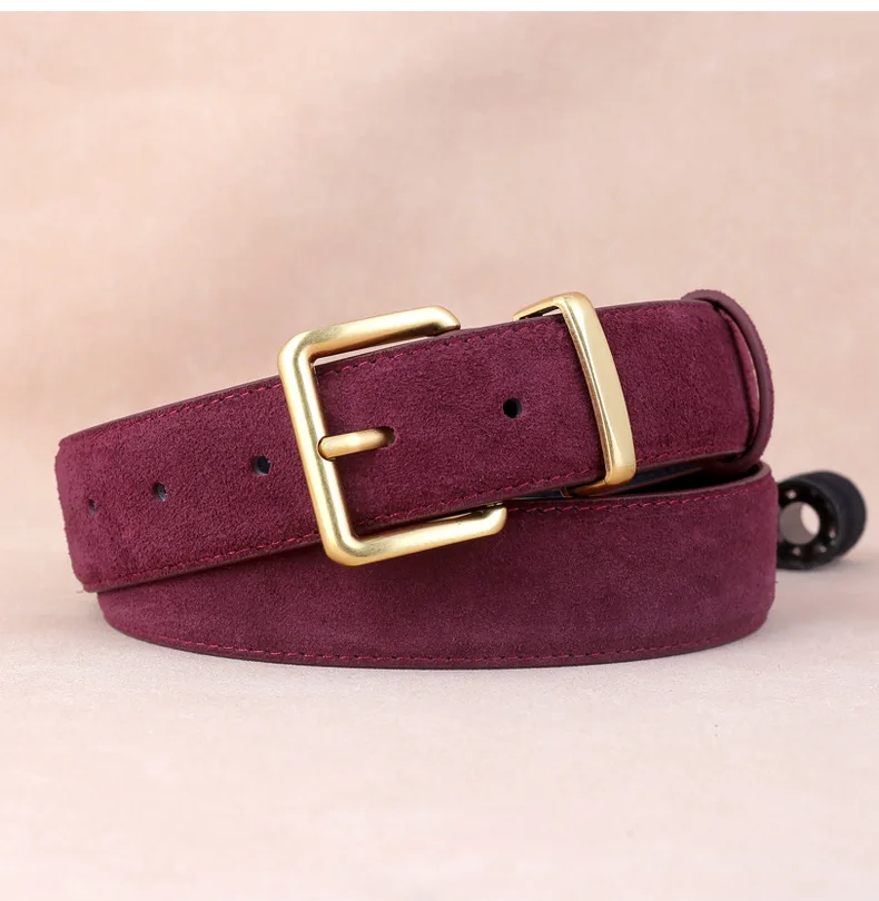Real Leather Women's Belt Frosted Suede Leather Casual Pants Jeans and Skirts Decorated with High-end Luxury Belt