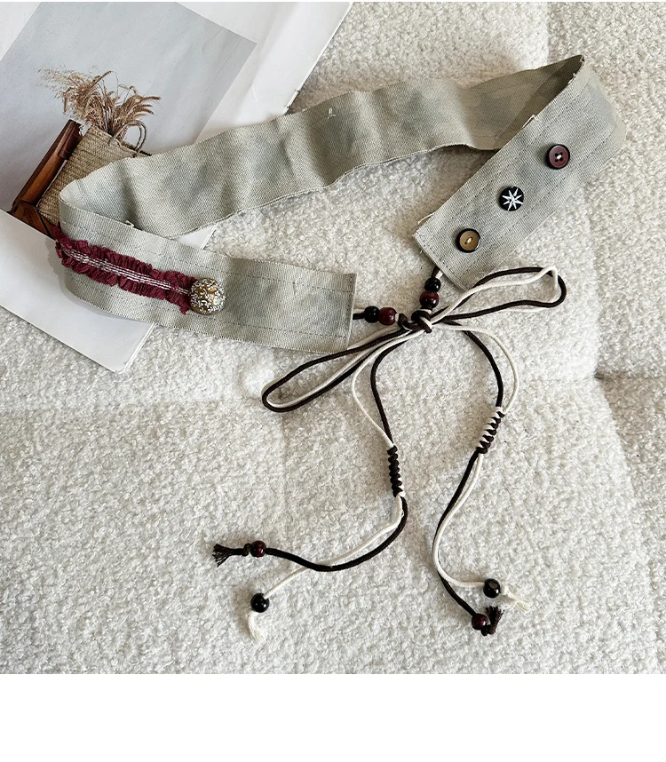 New Niche Star Button Color Splicing Waistband Belt With A Bow Tie Belt Unique Fashion