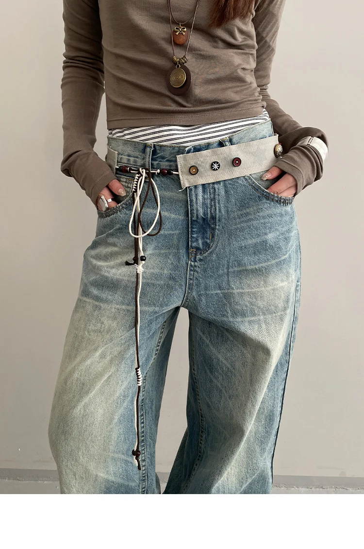 New Niche Star Button Color Splicing Waistband Belt With A Bow Tie Belt Unique Fashion