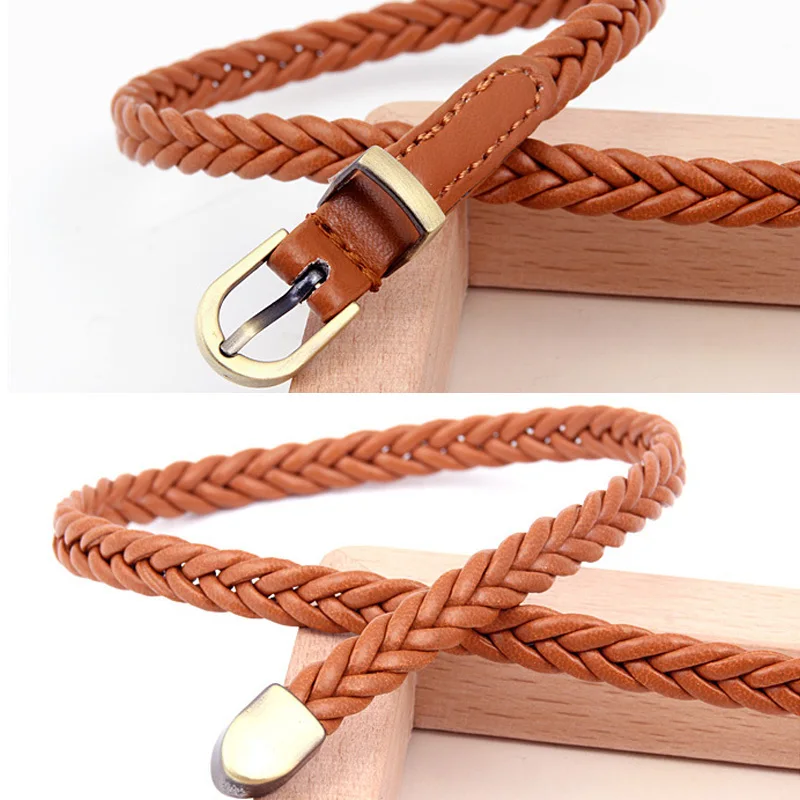 Vintage Woven Belt Women Korean Adjustable Thin Waistband Female Lady Dress Coat Decorative Colorful Waist Straps