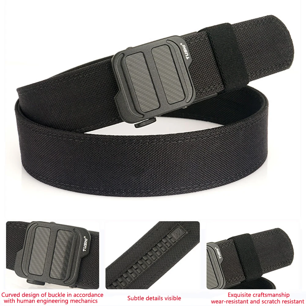 TUSHI Official Genuine New Military Tactical Belt Alloy Automatic Buckle Men's Police Duty Belt 1100D Nylon IPSC Gun Belt Male