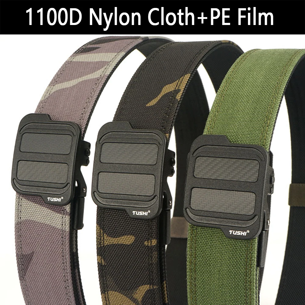 TUSHI Official Genuine New Military Tactical Belt Alloy Automatic Buckle Men's Police Duty Belt 1100D Nylon IPSC Gun Belt Male