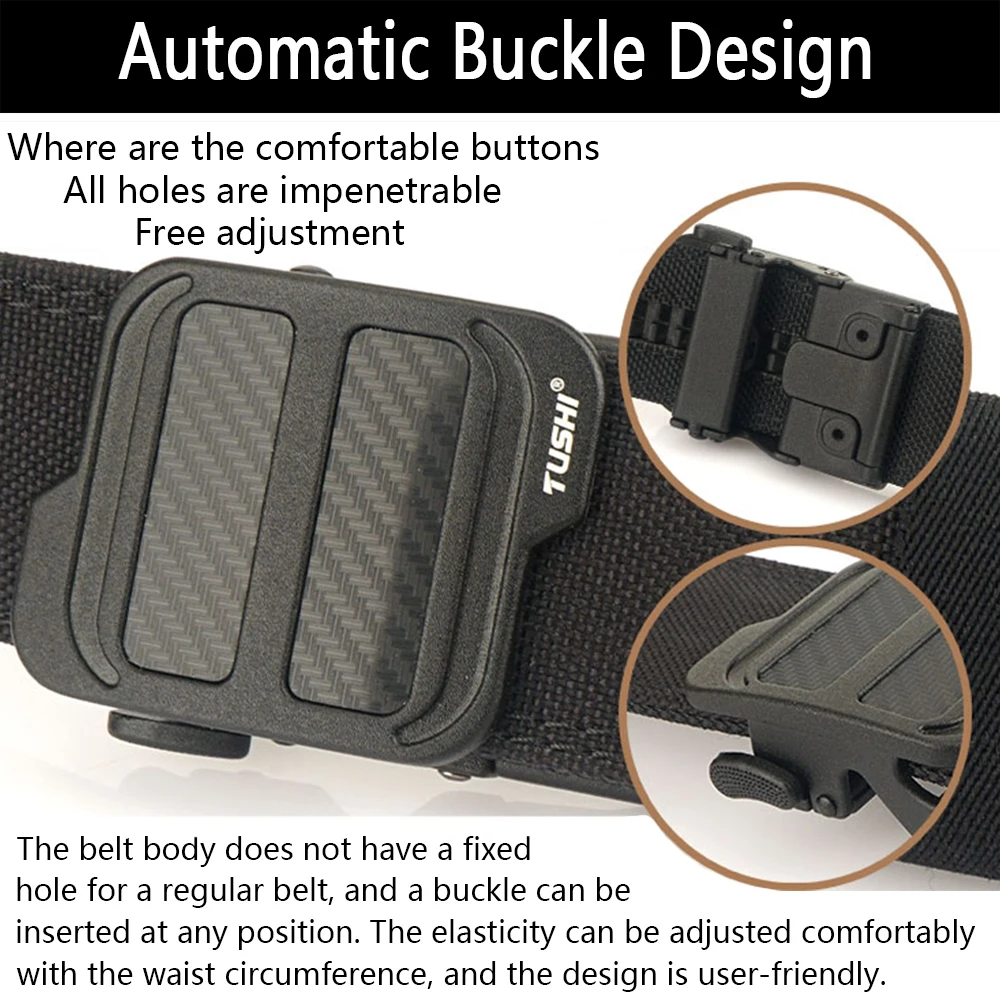TUSHI Official Genuine New Military Tactical Belt Alloy Automatic Buckle Men's Police Duty Belt 1100D Nylon IPSC Gun Belt Male