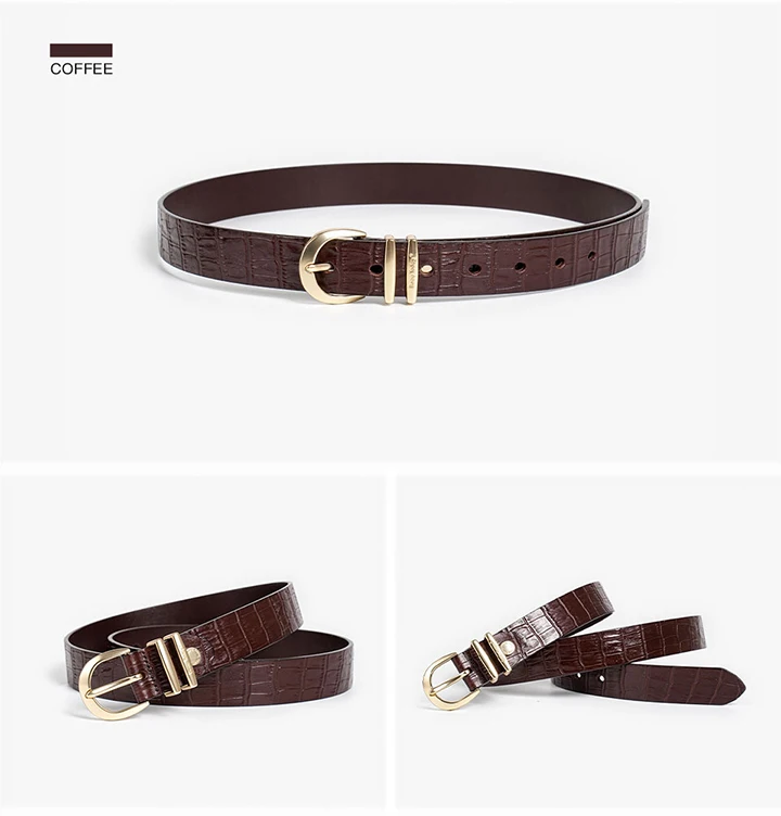 BEAUTODAY Retro Belts Women Genuine Cow Split Metal Buckle Old Crease Design Adjustable Ladies Jeans Accessories Handmade 91031