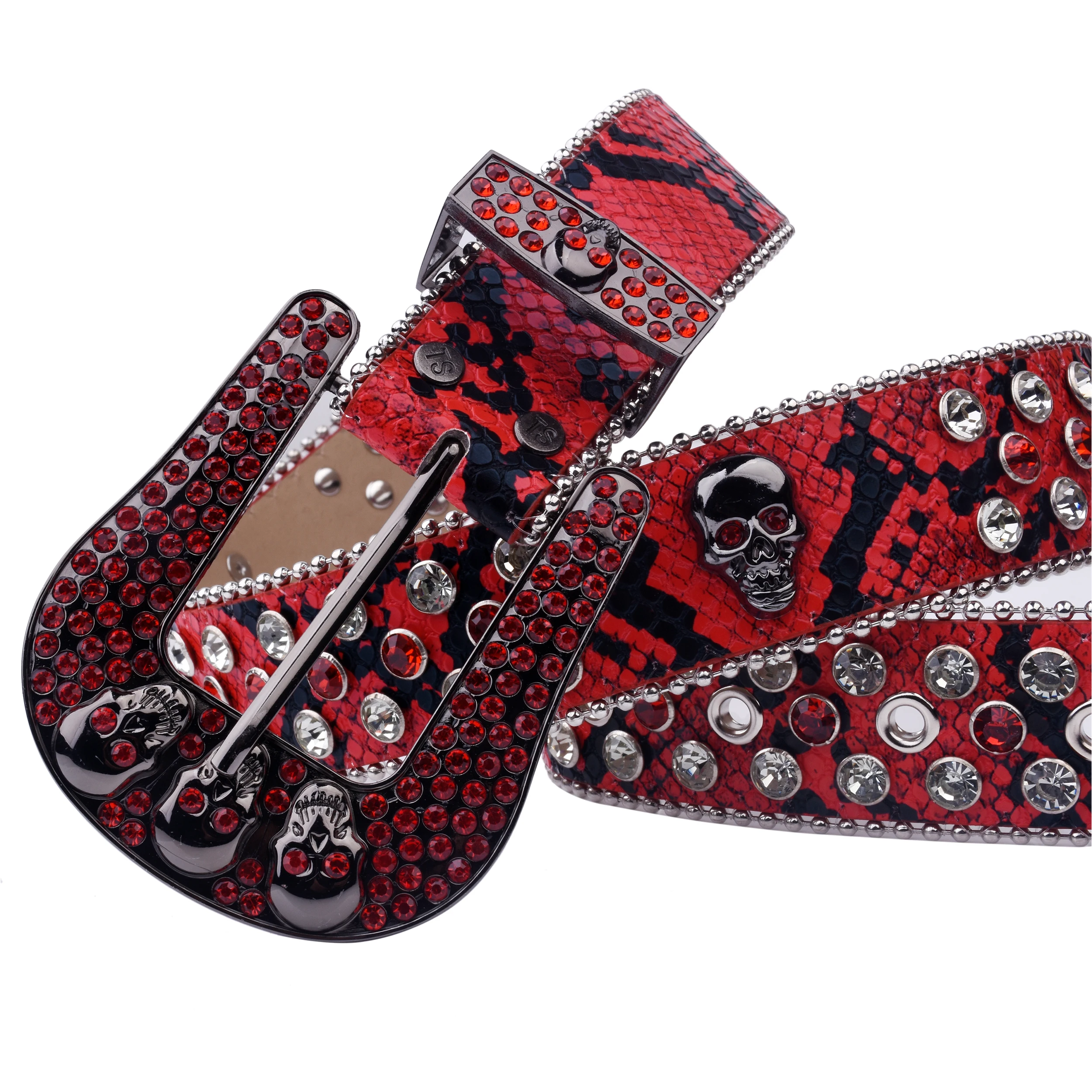 Belt Man-Made Diamond Skull Belt Ladies Western Denim Chic Metal Buckle Punk Shiny Y2K Jeans Jacket Belt