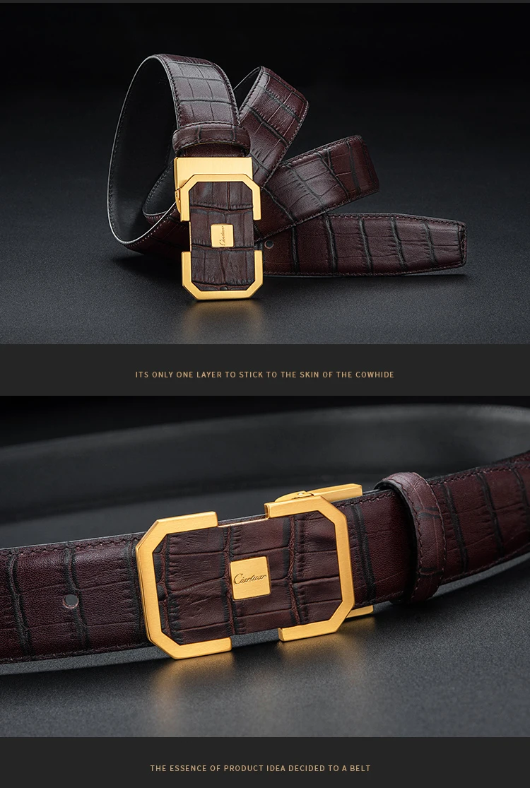 Ciartuar Men's Fashion Belt Genuine Leather Strap High-Quality First Layer Luxury Buckle
