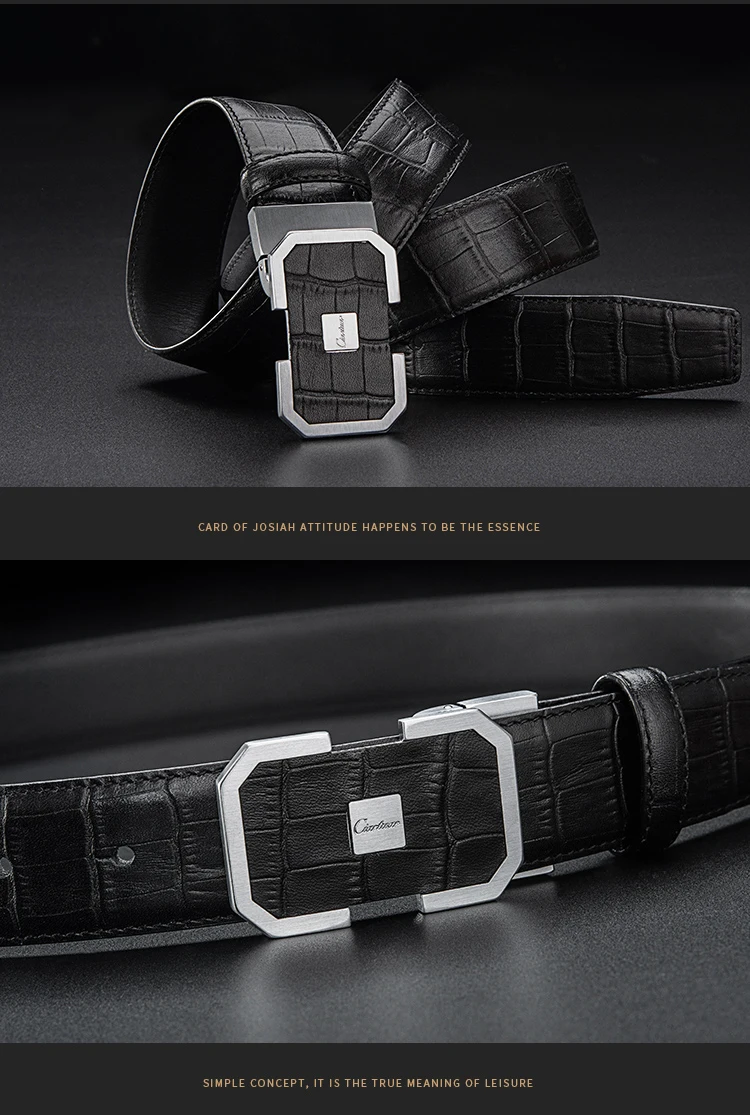 Ciartuar Men's Fashion Belt Genuine Leather Strap High-Quality First Layer Luxury Buckle