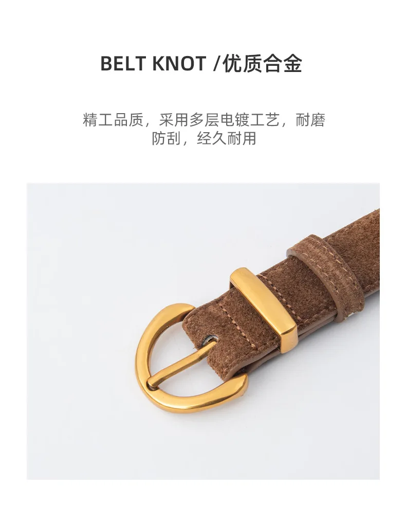 Women Luxury Design Suede Leather Belt Casual Versatile Business Waist Strap Trendy Pin Buckle Waistband