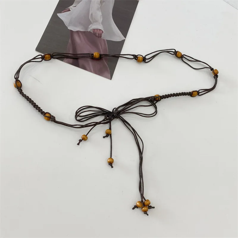 Bohemian style women's belt hand-woven beaded belt summer beach dress match