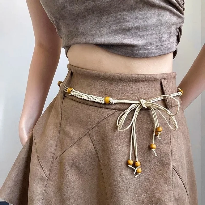Bohemian style women's belt hand-woven beaded belt summer beach dress match