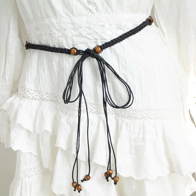 Bohemian style women's belt hand-woven beaded belt summer beach dress match