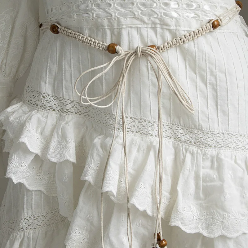 Bohemian style women's belt hand-woven beaded belt summer beach dress match
