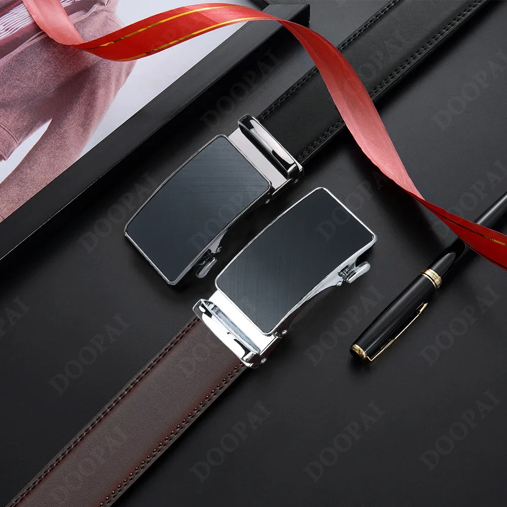Men's Belt Leather Ratchet Belt Men's Dress and Casual Adjustable Buckle - Fashionable Business Style Belt/strap