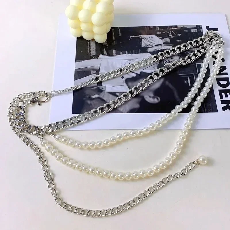 Women Belt Pearls Splicing Woman Belt for Jeans Vintage Fashion Leisure Designer Belts Women High Quality 2024 New