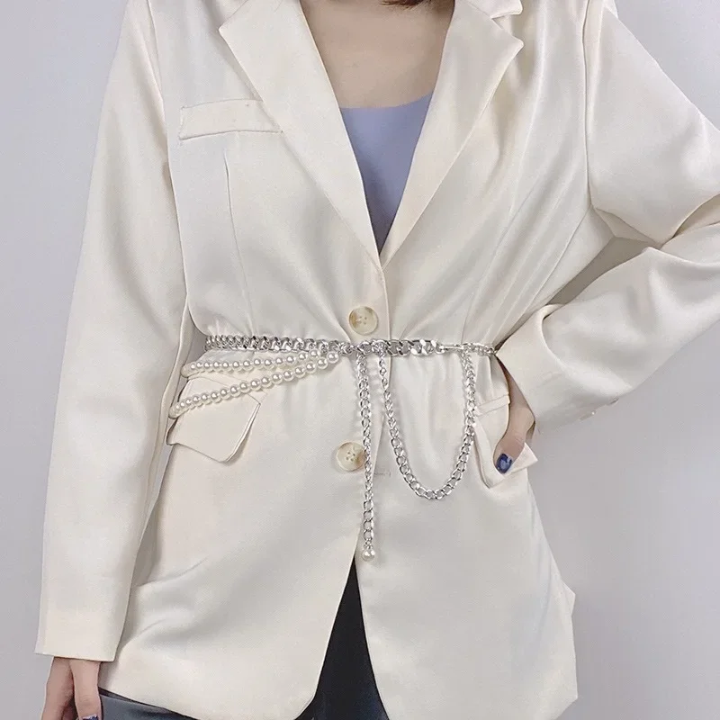 Women Belt Pearls Splicing Woman Belt for Jeans Vintage Fashion Leisure Designer Belts Women High Quality 2024 New