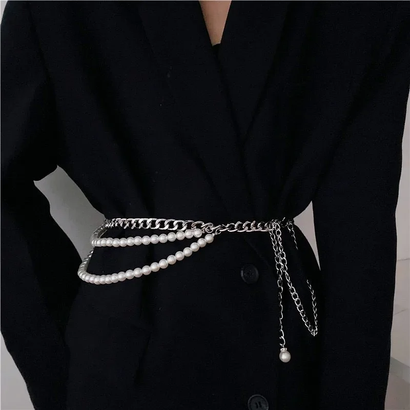 Women Belt Pearls Splicing Woman Belt for Jeans Vintage Fashion Leisure Designer Belts Women High Quality 2024 New