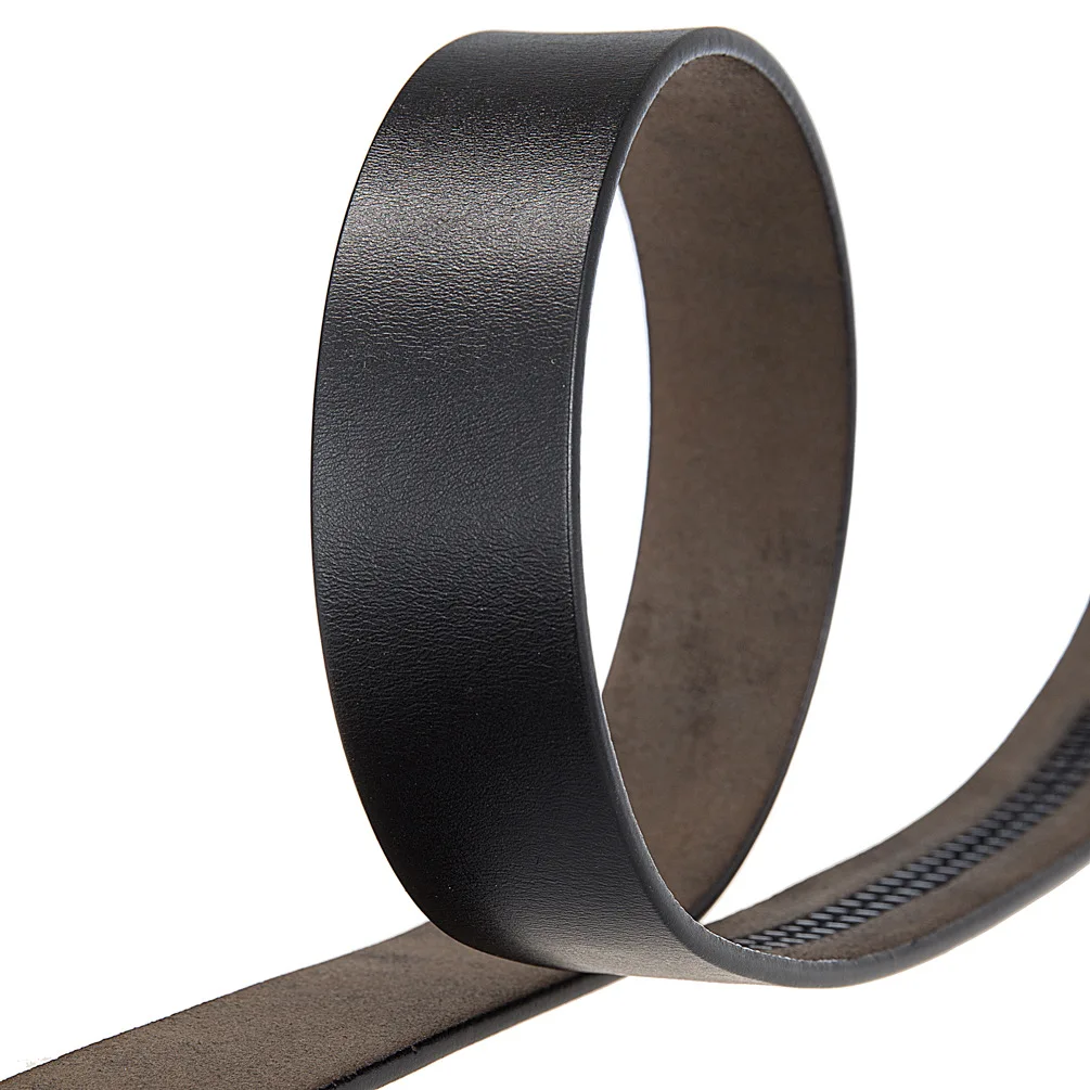 3.5cm Wide Luxury Brand No Buckle Cowhide Leather Ratchet Belt Men Without Buckle Holeless Mens Automatic Genuine Leather Belts