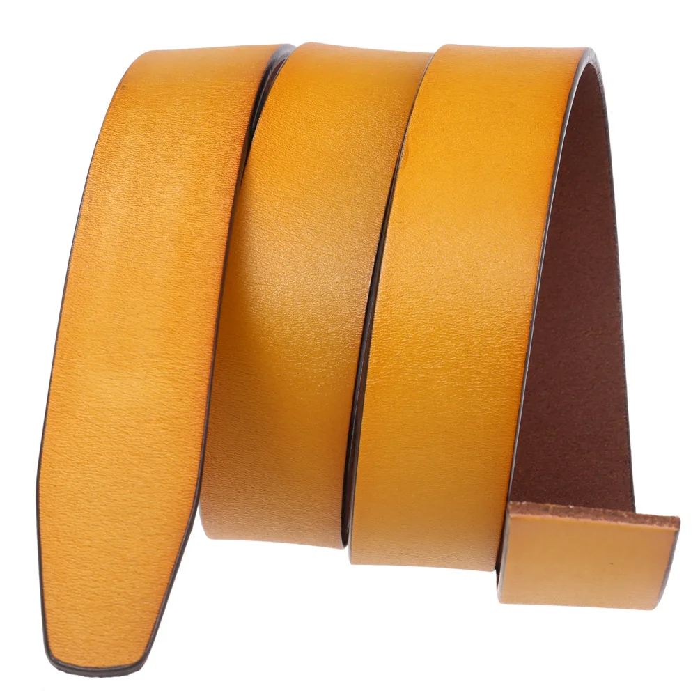 3.5cm Wide Luxury Brand No Buckle Cowhide Leather Ratchet Belt Men Without Buckle Holeless Mens Automatic Genuine Leather Belts