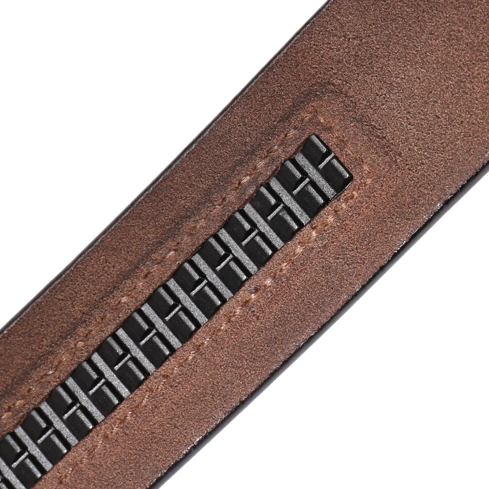 3.5cm Wide Luxury Brand No Buckle Cowhide Leather Ratchet Belt Men Without Buckle Holeless Mens Automatic Genuine Leather Belts