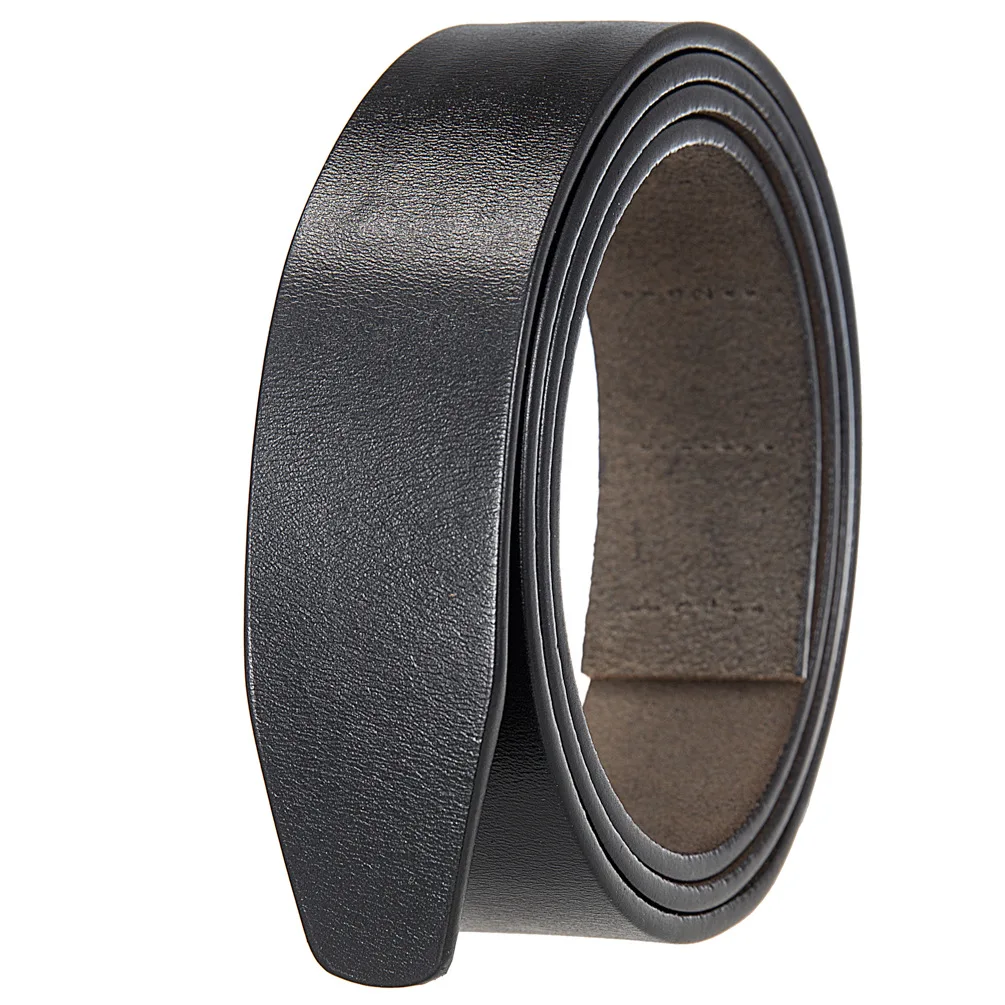 3.5cm Wide Luxury Brand No Buckle Cowhide Leather Ratchet Belt Men Without Buckle Holeless Mens Automatic Genuine Leather Belts