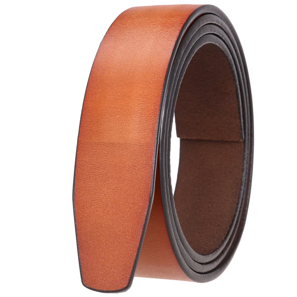 3.5cm Wide Luxury Brand No Buckle Cowhide Leather Ratchet Belt Men Without Buckle Holeless Mens Automatic Genuine Leather Belts
