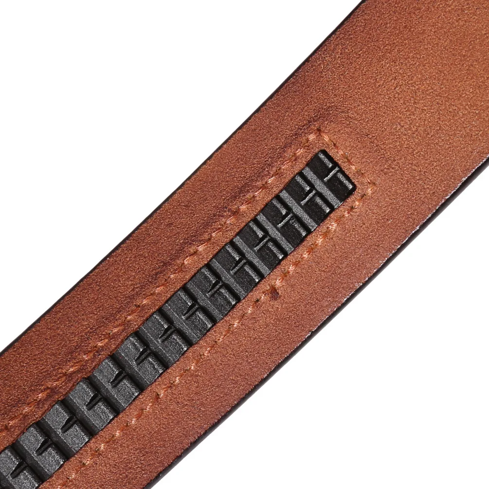 3.5cm Wide Luxury Brand No Buckle Cowhide Leather Ratchet Belt Men Without Buckle Holeless Mens Automatic Genuine Leather Belts