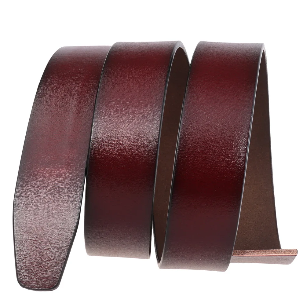 3.5cm Wide Luxury Brand No Buckle Cowhide Leather Ratchet Belt Men Without Buckle Holeless Mens Automatic Genuine Leather Belts