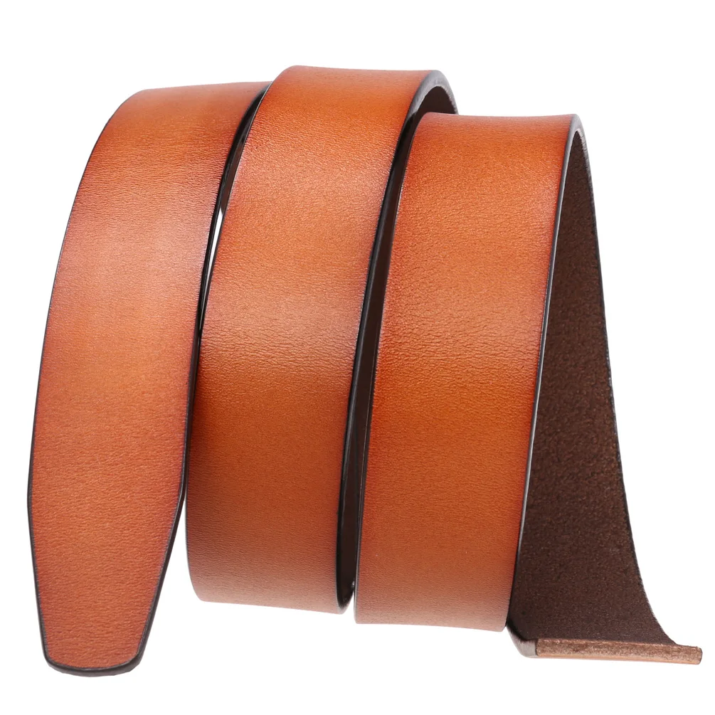 3.5cm Wide Luxury Brand No Buckle Cowhide Leather Ratchet Belt Men Without Buckle Holeless Mens Automatic Genuine Leather Belts