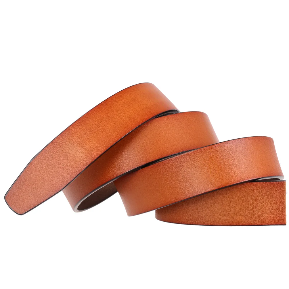 3.5cm Wide Luxury Brand No Buckle Cowhide Leather Ratchet Belt Men Without Buckle Holeless Mens Automatic Genuine Leather Belts