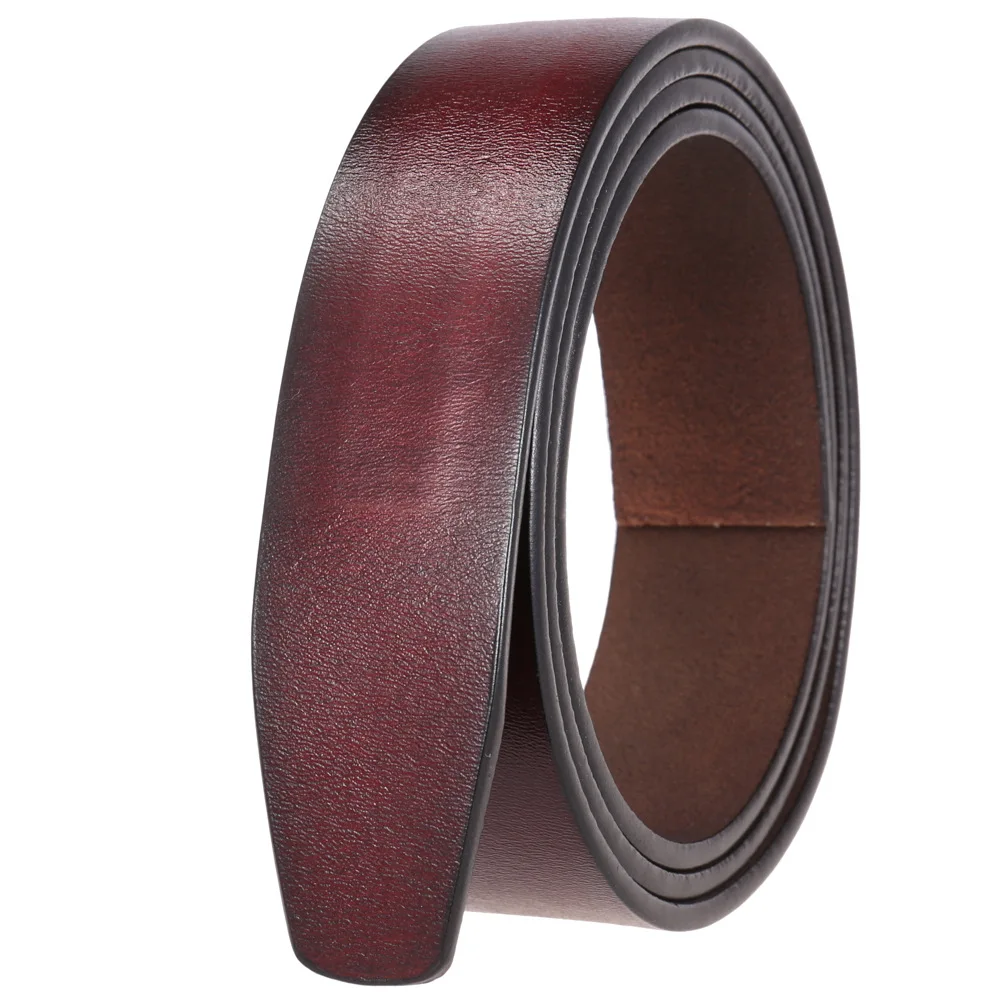 3.5cm Wide Luxury Brand No Buckle Cowhide Leather Ratchet Belt Men Without Buckle Holeless Mens Automatic Genuine Leather Belts