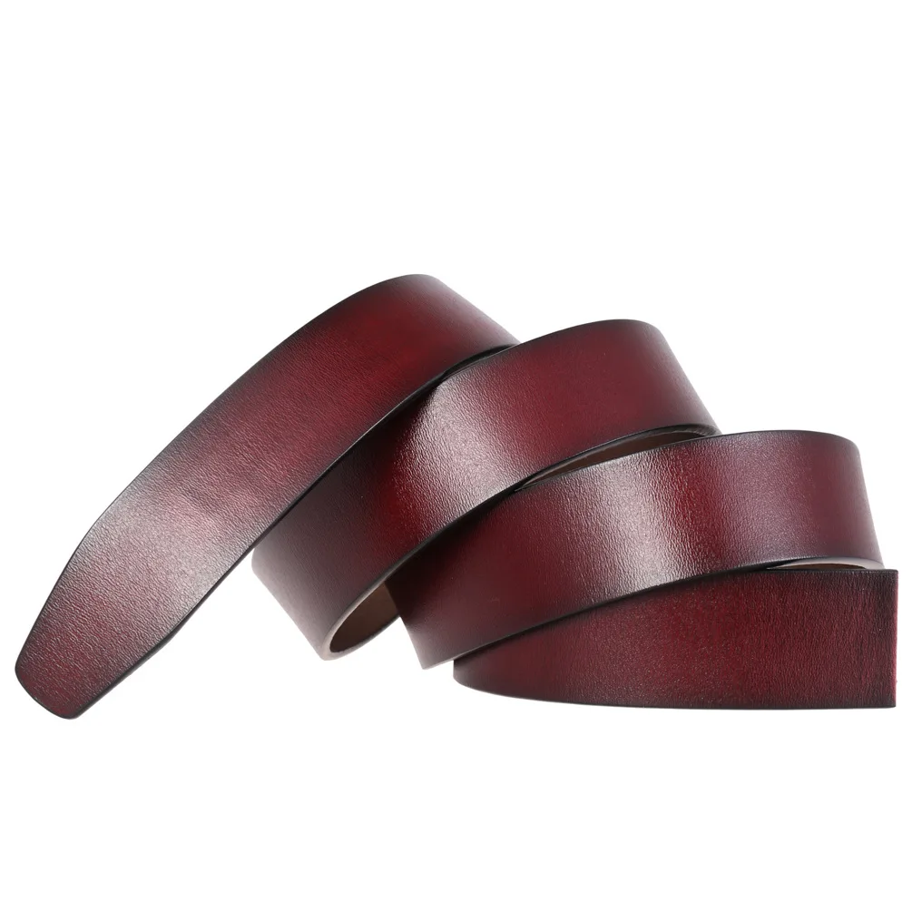 3.5cm Wide Luxury Brand No Buckle Cowhide Leather Ratchet Belt Men Without Buckle Holeless Mens Automatic Genuine Leather Belts