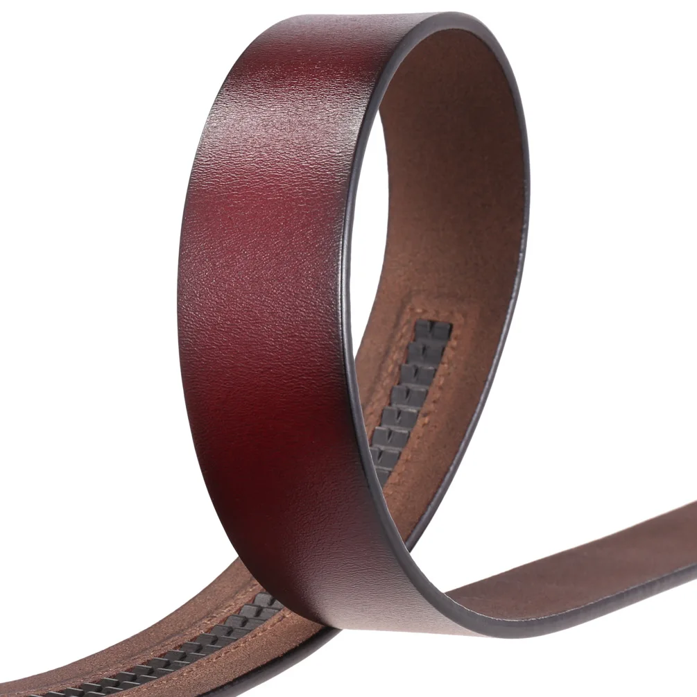 3.5cm Wide Luxury Brand No Buckle Cowhide Leather Ratchet Belt Men Without Buckle Holeless Mens Automatic Genuine Leather Belts