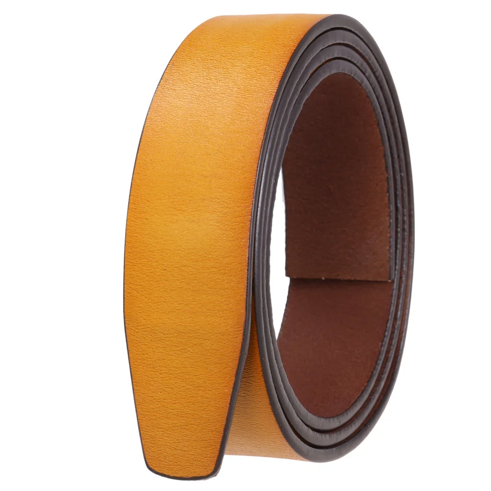3.5cm Wide Luxury Brand No Buckle Cowhide Leather Ratchet Belt Men Without Buckle Holeless Mens Automatic Genuine Leather Belts