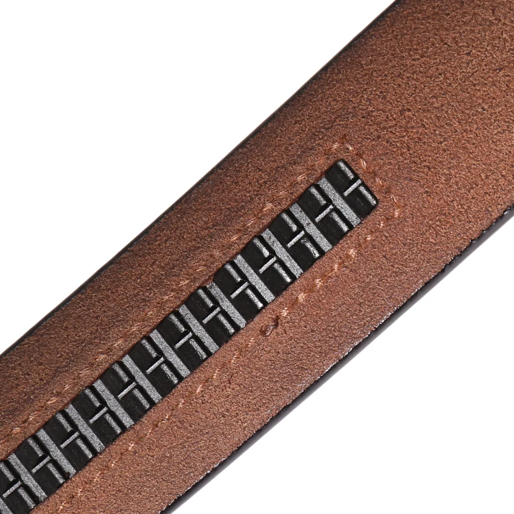 3.5cm Wide Luxury Brand No Buckle Cowhide Leather Ratchet Belt Men Without Buckle Holeless Mens Automatic Genuine Leather Belts