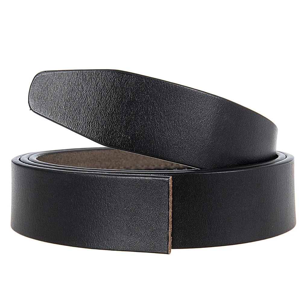 3.5cm Wide Luxury Brand No Buckle Cowhide Leather Ratchet Belt Men Without Buckle Holeless Mens Automatic Genuine Leather Belts