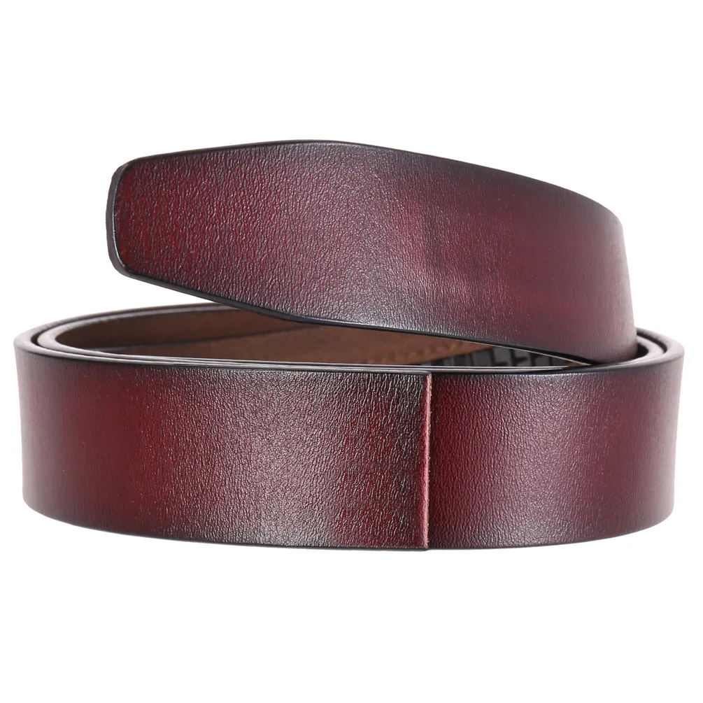 3.5cm Wide Luxury Brand No Buckle Cowhide Leather Ratchet Belt Men Without Buckle Holeless Mens Automatic Genuine Leather Belts