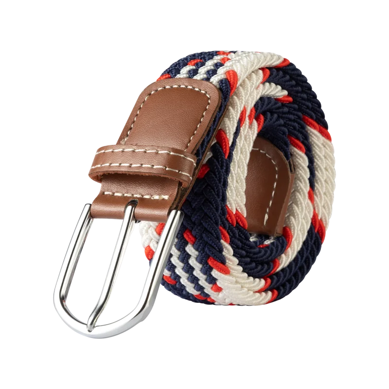 3.3cmx107cm Unisex Belt Casual Knitted Pin Buckle Men Belt Woven Canvas Elastic Braided Stretch Belts for Women