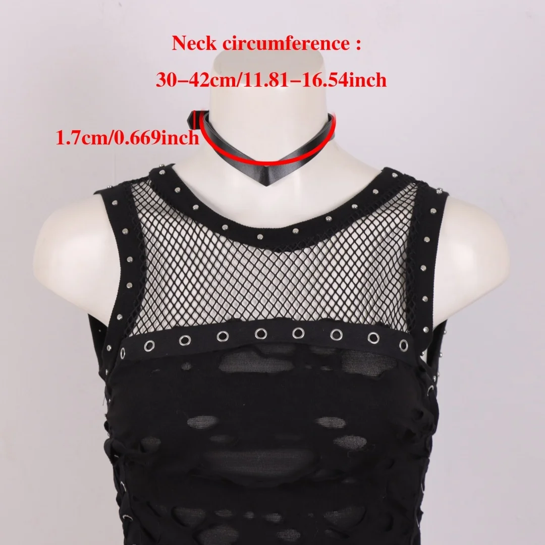 Punk Black PU Leather Choker Necklace For Women Men Cool Punk Gothic Spike Biker Choker PU Leather Collar Belt Rock YK2 Necklace