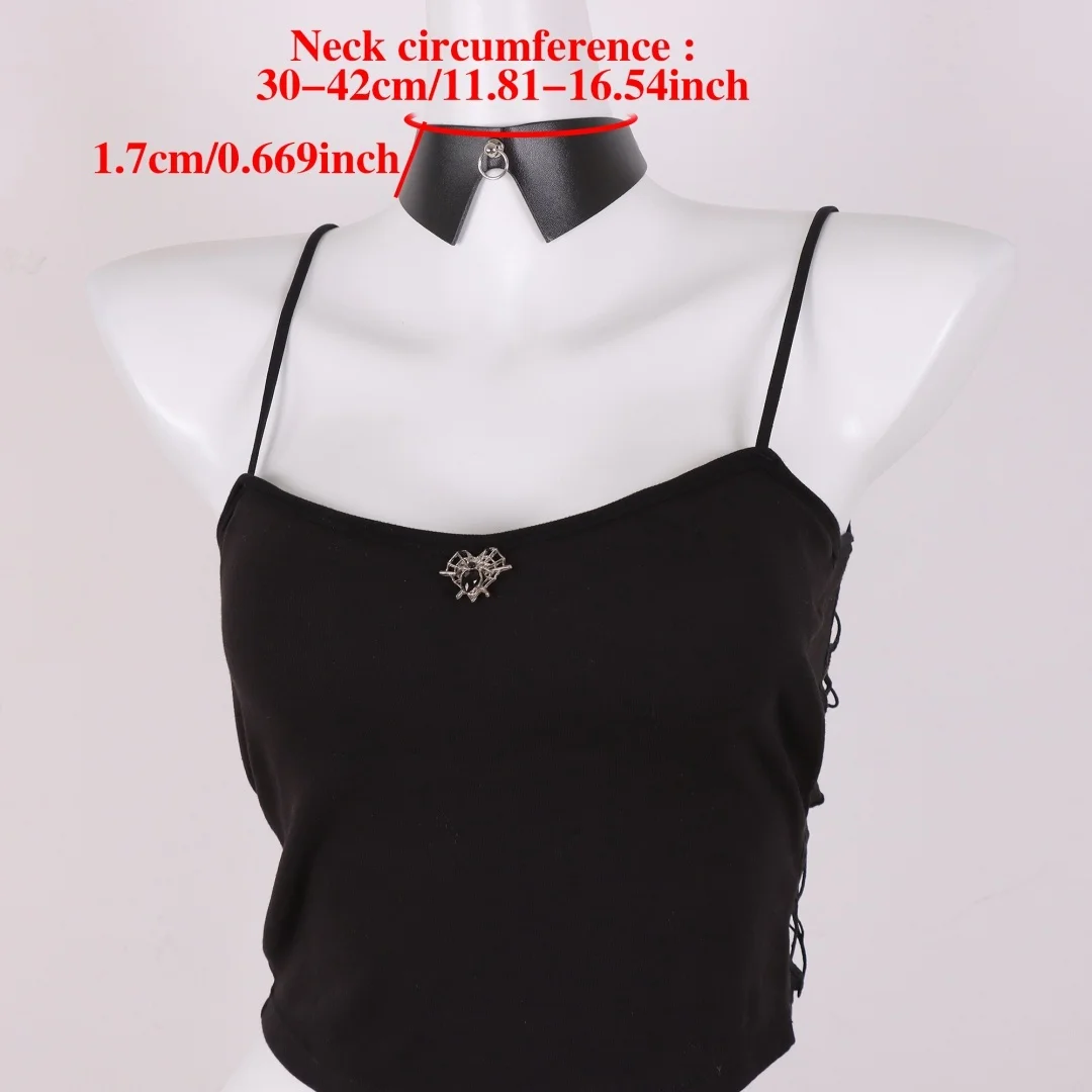 Punk Black PU Leather Choker Necklace For Women Men Cool Punk Gothic Spike Biker Choker PU Leather Collar Belt Rock YK2 Necklace