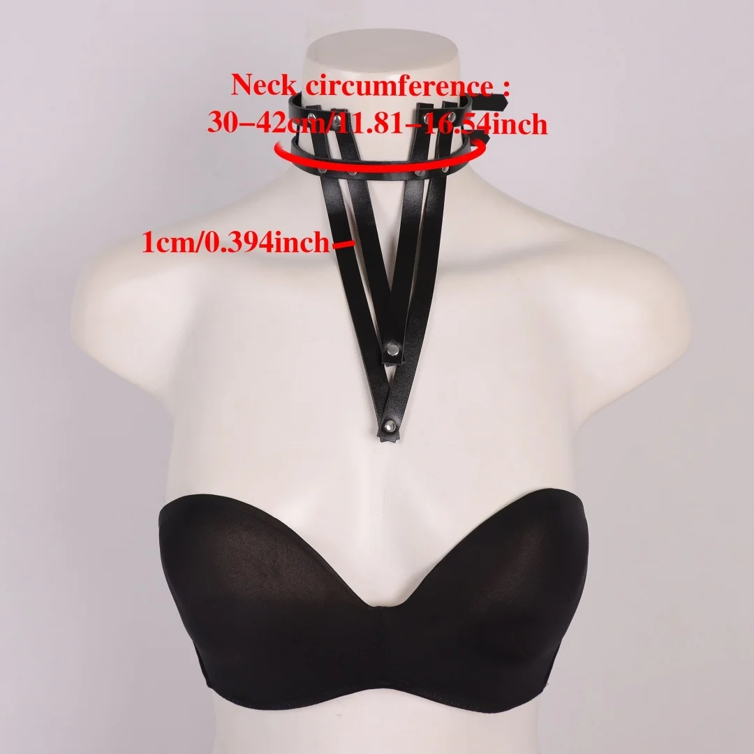 Punk Black PU Leather Choker Necklace For Women Men Cool Punk Gothic Spike Biker Choker PU Leather Collar Belt Rock YK2 Necklace