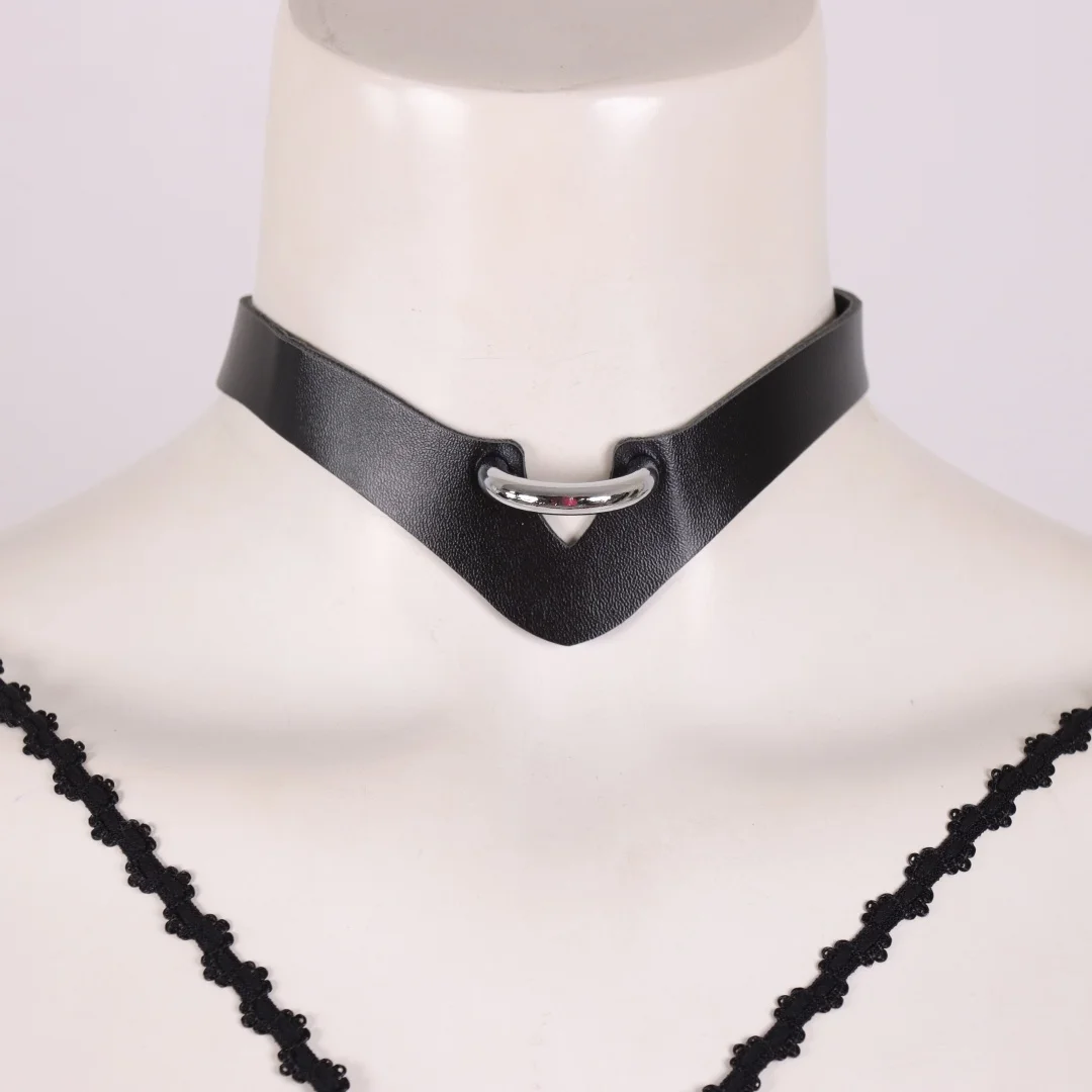 Punk Black PU Leather Choker Necklace For Women Men Cool Punk Gothic Spike Biker Choker PU Leather Collar Belt Rock YK2 Necklace