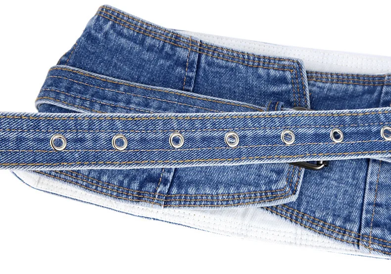 Denim color shapewear women Gothic steamppunk waist cinchr Bustiers Black nickel buckel Pin Slide buckel Belts for ladies Girdle