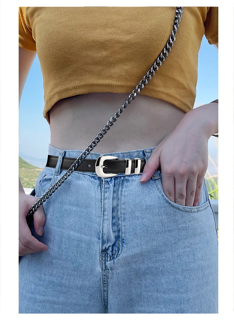 2023 New Luxury Belt Women's Genuine Leather Belt Business Fashion Cowhide Belt Decoration Dress Jeans Belt